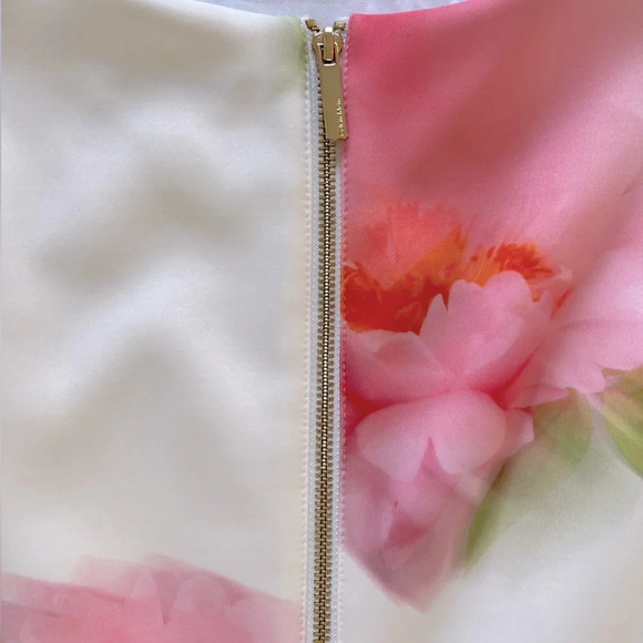 Calvin Klein Watercolor Floral Off white Sheath stretch Office career Dress 6 S - Picture 8 of 10